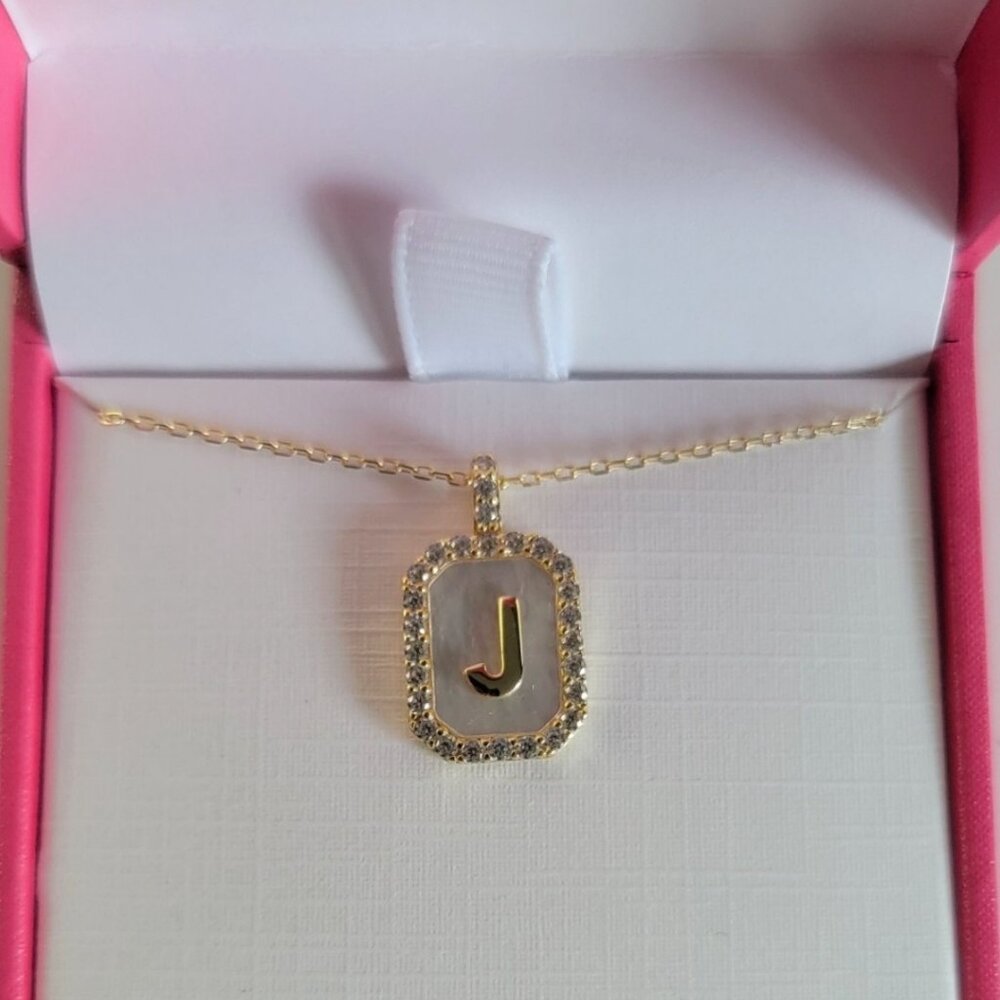 Charlotte & Lexi Letter "J" Necklace, 14K Gold Plated Sterling Silver